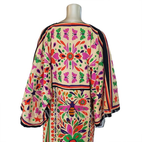 GUCCI COAT PARADISE PRINT LINEN BLEND KIMONO LONG JACKET sz IT 42 US 6 - Picture 8 of 13